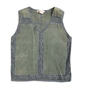 Vintage Lew Magram suede crochet blouse Size M